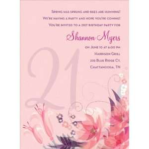   Pink 21st Milestone Birthday Invitations
