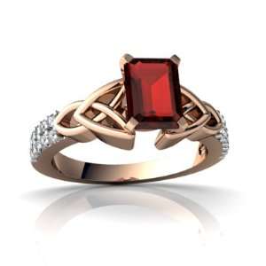  14k Rose Gold Emerald cut Genuine Garnet Engagement Ring 