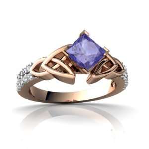  14k Rose Gold Square Genuine Tanzanite Engagement Ring 