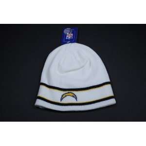 San Diego Chargers White Blue Yellow Stripes Knit Beanie Cap Winter 