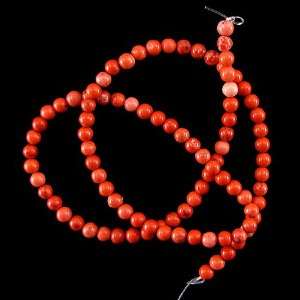  4mm red orange turquoise round beads 16 strand