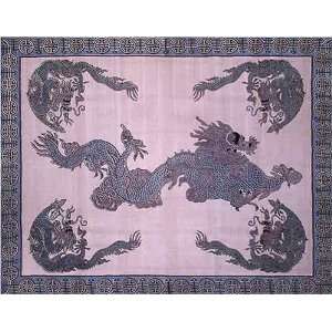  Purple Asian Dragon Indian Bedspread, Double Size