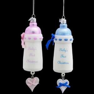  Pack of 8 Noble Gems Blown Glass Baby Bottle Christmas 