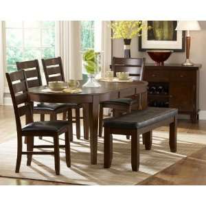  586 766 Ameillia Oval Dining Room Set with Bench   6 Piece 