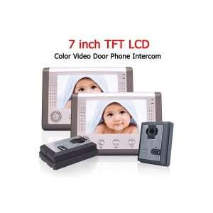  7 LCD Wired Video Door Phone Intercom 2 Monitor 2 CCD 