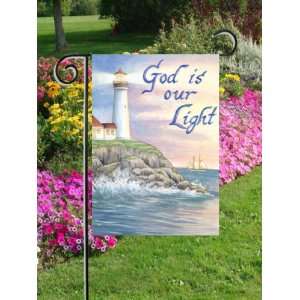    9238FM God Is Our Light Lighthouse Mini Flag