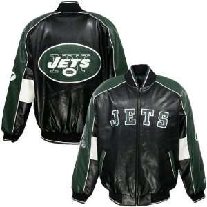  Sports New York Jets Black Varsity Faux Leather Jacket 