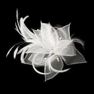  White Bridal Feather Fascinator Jewelry