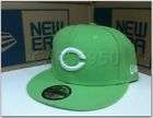 New Era Fitted Hat 5950 Cap Cincinnati Reds Lime Green