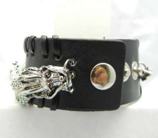 Gothic Punk Rock Biker Chinese Dragon Bracelet Leather Cuff Wristband 