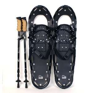   Youth 29 YP BLACK Snowshoes with BLACK Nordic Walking Pole Free Bag
