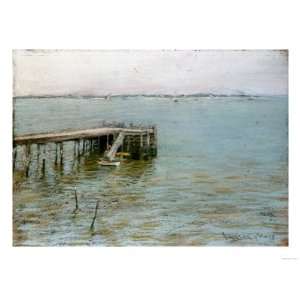  Oil Painting Long Island Pier Albert Bierstadt Hand 