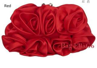 Red Rose Flower Bridal Wedding/Prom Bag Purse Clutch xi  
