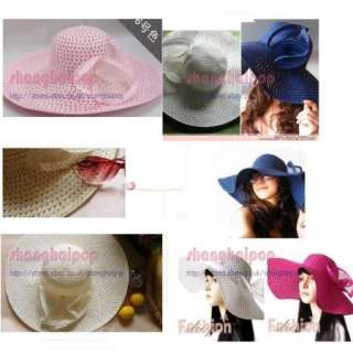 Women Foldable Wide Brim Beach Summer Sun Straw Hat Cap  