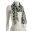 la fiorentina grey leopard print cashmere fringe scarf