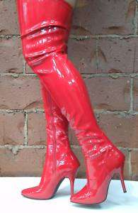 Red Thigh High Super Hero Wonder Woman Drag Boots 12  