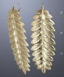 David Aubrey 18k gold plated fern etched earrings   