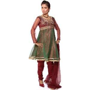  Maroon Wedding Anarkali Suit with Heavy Beadwork on Bust 