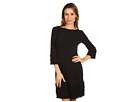 Donna Morgan Solid Jersey 3/4 Sleeve Loop Fringe Dress    