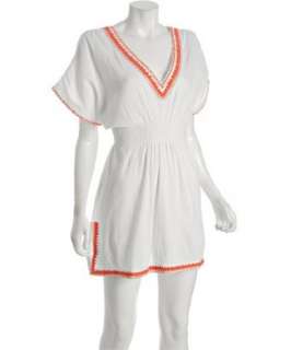 French Connection white embroidered gauze v neck cover up dress 