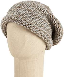 Portolano heather grey wool blend chunky knit beanie hat   up 