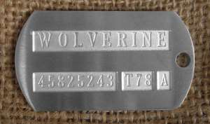WOLVERINE WeaponX Dogtag ( LOGAN on reverse side of Dog Tag)  
