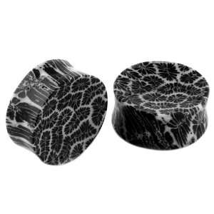   Flare Ear Plugs   Black & White Amoeba Design 1 (25mm)   Sold inPair