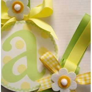   painted round wall letter hair bow holder   lemon lime