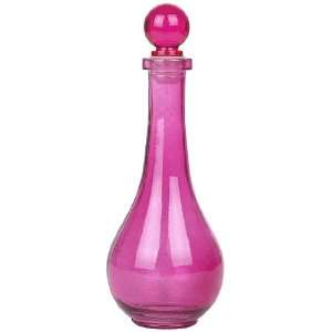    Fuchsia Pink Drop Recycled Glass Decorative Bottle 