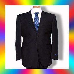   Valentino Navy w/ Cognac Stripes150s Wool Mens Designer Business Suit