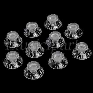 10 Transparent BELL KNOB FOR ELECTRIC GUITAR PUSH ON Top Hat Speed 