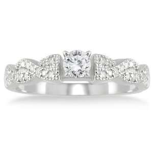  1/2 Carat Diamond Engagement Ring in 10K White Gold SZUL 