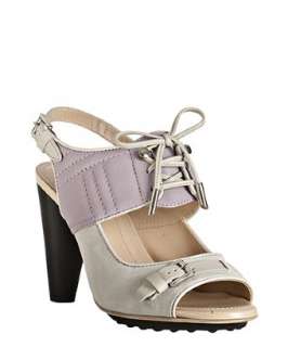 Tods violet and light grey suede lace up detail sandals   up 