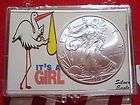 SILVER EAGLE ITS A GIRL PLASTIC COIN HOLDERS ( COIN NO INCLUDED )