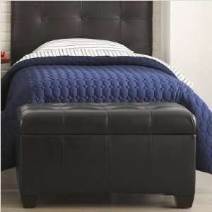   Furniture 7725STLTHRBLK Leather Storage Bench in Black