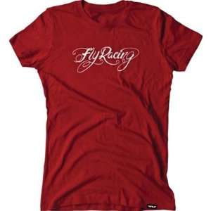 Fly Racing Logo Womens Short Sleeve Sportswear Shirt   Red / 2X Large