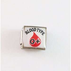  Blood Type O + Positive Medical Italian Charm for Bracelet 