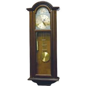   Ornate Wood Wall Clock with Black Roman Numerals