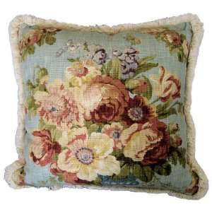  Hendel Aqua Floral Pillow, feather and down