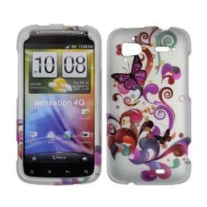 Rubberized Finish Transparent Butterflies & Colorful Swirls on Silver 