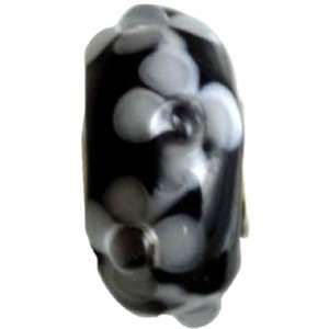  Glass Bead Black & White w/3 D Flowers Electronics