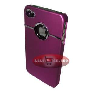 Iphone 4s Case Purple w/ Chrome w/ Screen Protector for At 