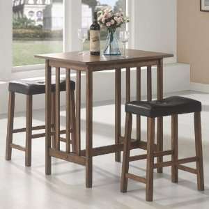    3pc Breakfast Table and Stools Set in Nut Brown