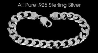 New Mens REAL .925 Sterling Silver Cuban Bracelet  
