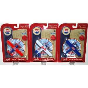  Set of 3 Pepsi Cola 1930s Biplanes, Red, White and Blue 