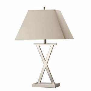  Table Lamp Brushed Steel White Square Shade