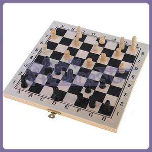 Wooden Folding Chessboard Travel Chess Set Square Box  