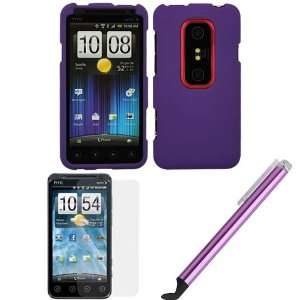   Screen Protector + Purple Stylus with Flat Tip for Sprint HTC EVO 3D
