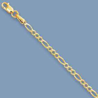 Solid Figaro Anklet Ankle Bracelet 14K Yellow Gold  