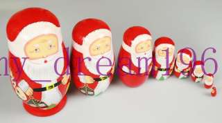 One set 8 PCS Russian Nesting Red Doll   Santa Claus  
